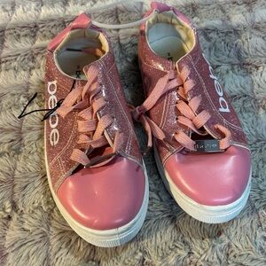 Bebe Pink Glitter Sneakers Size 2